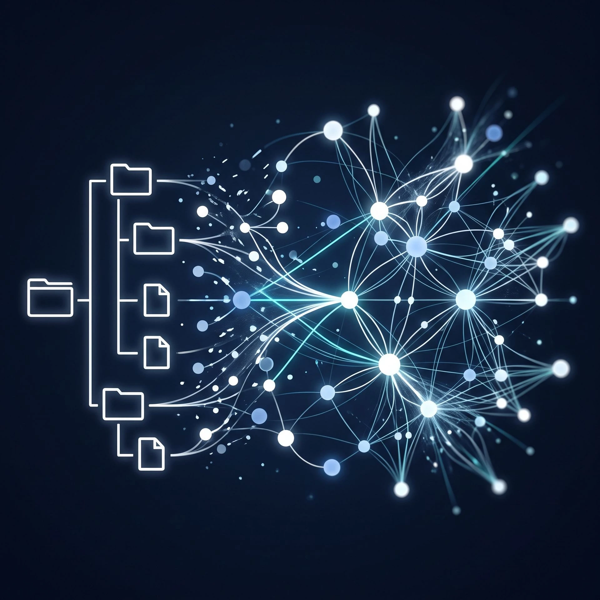 Directory structure transforming into a visual knowledge graph